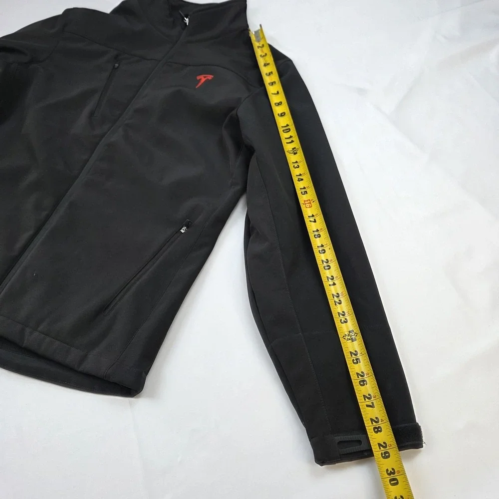 Tesla Jacket Mens Medium Black Softshell Full Zip Red Logo Car Windbreaker